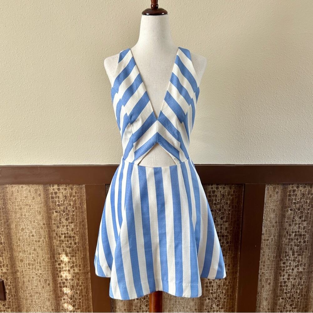 Lovers + Friends Sleeveless Cut-out Mini Dress in Nautical Stripes Small - Picture 6 of 14